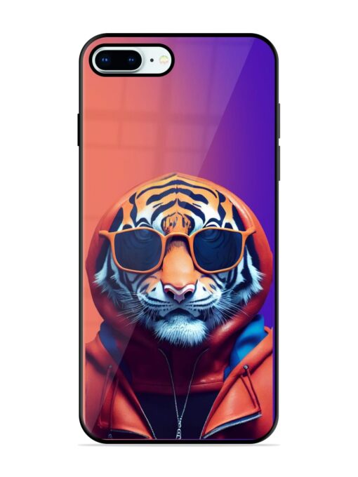 Tiger Animation Glossy Metal Phone Cover for Apple Iphone 8 Plus Zapvi