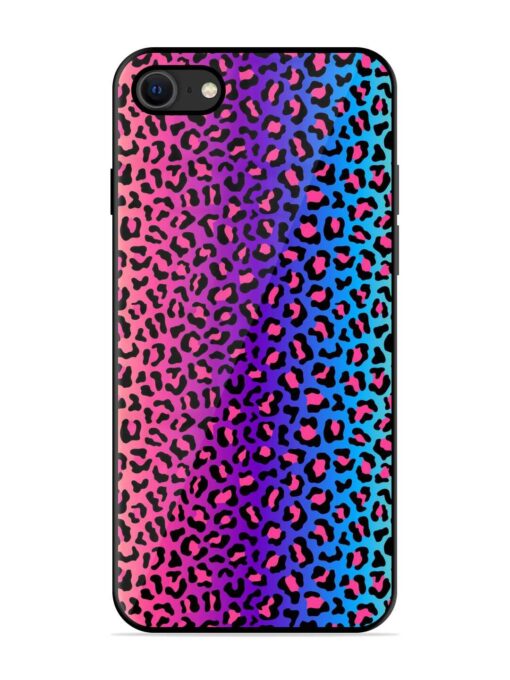 Colorful Leopard Seamless Glossy Metal Phone Cover for Apple Iphone Se (2020) Zapvi