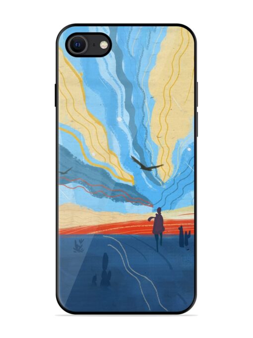 Minimal Abstract Landscape Glossy Metal Phone Cover for Apple Iphone Se (2020) Zapvi