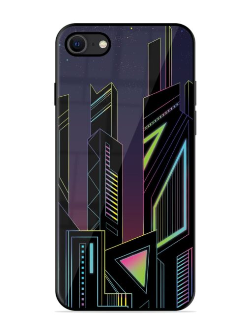 Neon Dreamscape Glossy Metal Phone Cover for Apple Iphone Se (2020) Zapvi