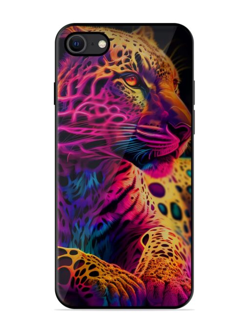 Leopard Art Glossy Metal Phone Cover for Apple Iphone Se (2020) Zapvi