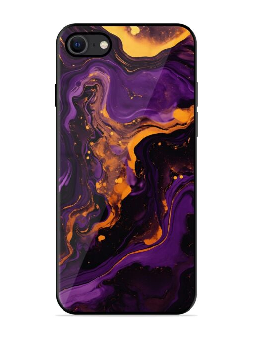 Painting Of A Purple Glossy Metal Phone Cover for Apple Iphone Se (2020) Zapvi