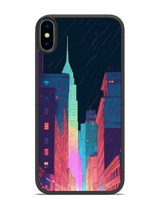 Minimal City Art Glossy Metal Phone Cover for Apple Iphone X Zapvi