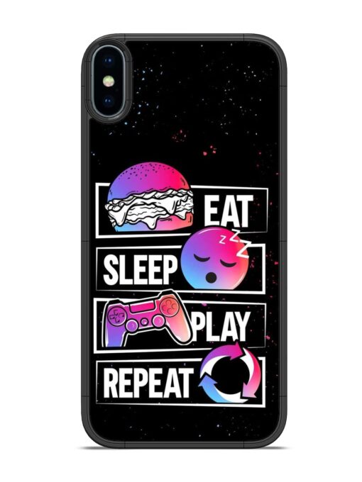 Eat Sleep Play Repeat Glossy Metal Phone Cover for Apple Iphone X Zapvi