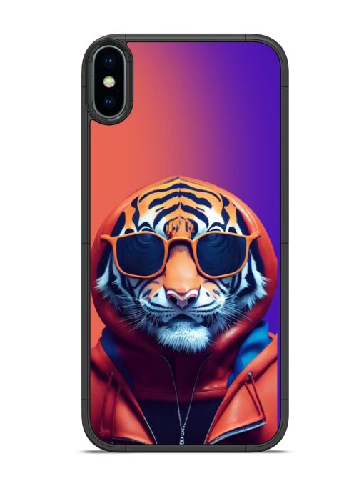 Tiger Animation Glossy Metal Phone Cover for Apple Iphone X Zapvi