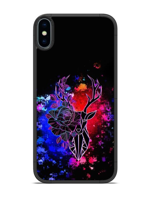 Floral Deer Art Glossy Metal Phone Cover for Apple Iphone X Zapvi