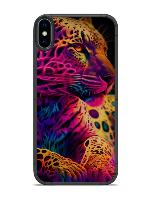 Leopard Art Glossy Metal Phone Cover for Apple Iphone X Zapvi