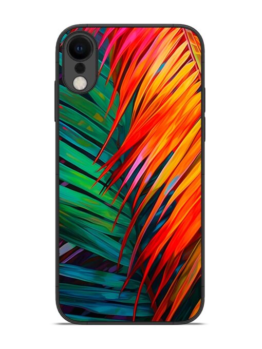 Painted Tropical Leaves Glossy Metal Phone Cover for Apple Iphone Xr Zapvi