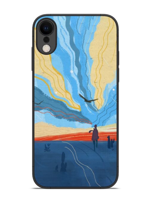 Minimal Abstract Landscape Glossy Metal Phone Cover for Apple Iphone Xr Zapvi