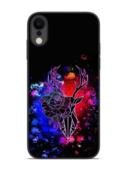 Floral Deer Art Glossy Metal Phone Cover for Apple Iphone Xr Zapvi