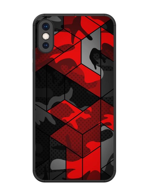 Royal Red Camouflage Pattern Glossy Metal Phone Cover for Apple Iphone Xs Max Zapvi