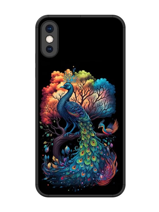 Peacock Tree Art Glossy Metal Phone Cover for Apple Iphone Xs Max Zapvi