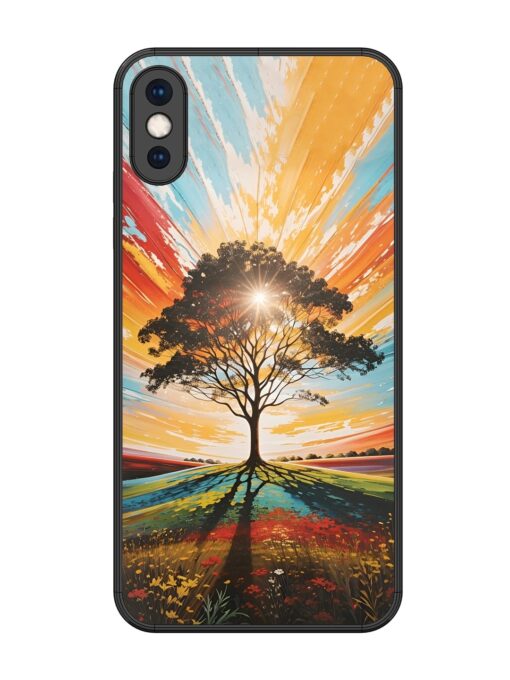 Abstract Tree Colorful Art Glossy Metal Phone Cover for Apple Iphone Xs Max Zapvi