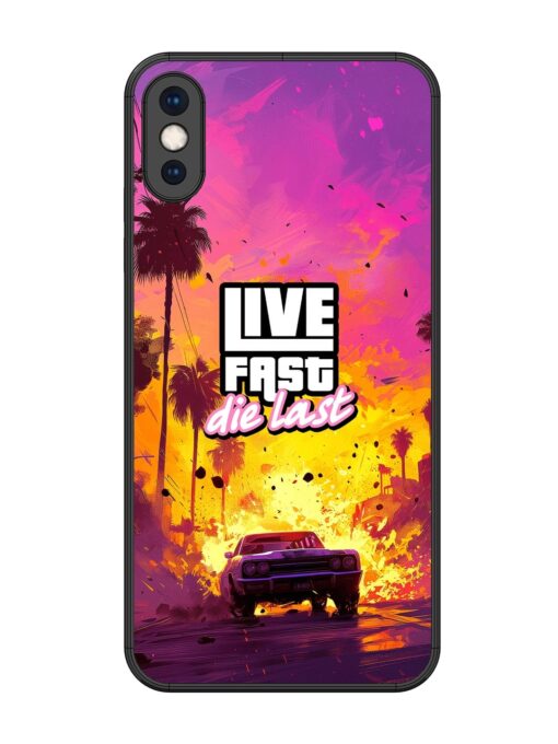 Live Fast Glossy Metal Phone Cover for Apple Iphone Xs Max Zapvi