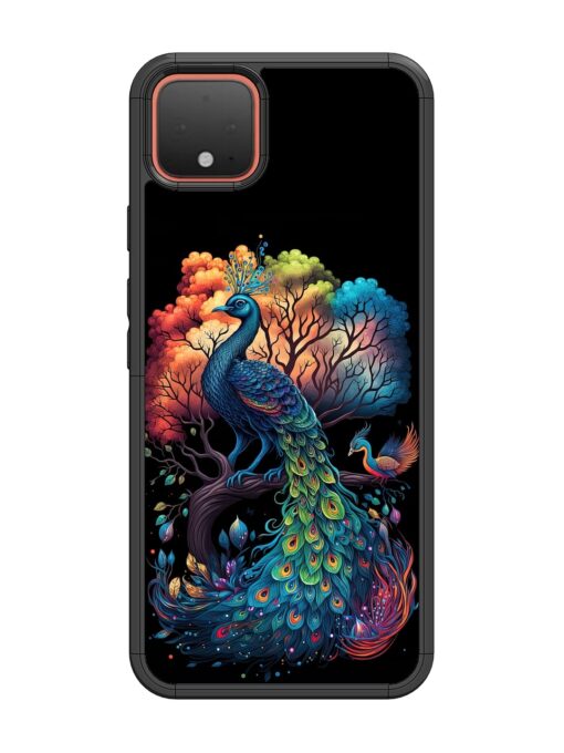 Peacock Tree Art Glossy Metal Phone Cover for Google Pixel 4 Zapvi