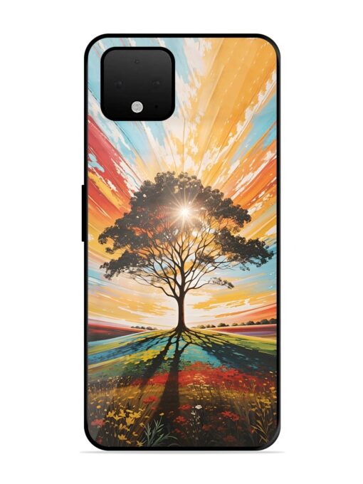 Abstract Tree Colorful Art Glossy Metal Phone Cover for Google Pixel 4 Xl Zapvi