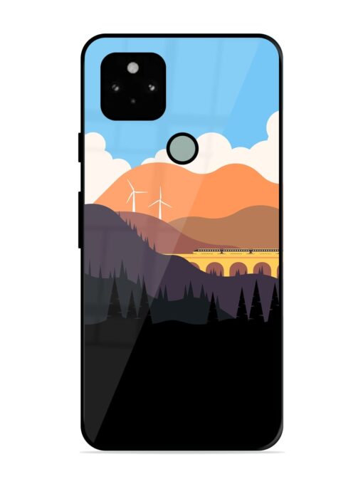 Minimal Mountain Vector Glossy Metal Phone Cover for Google Pixel 5 Zapvi