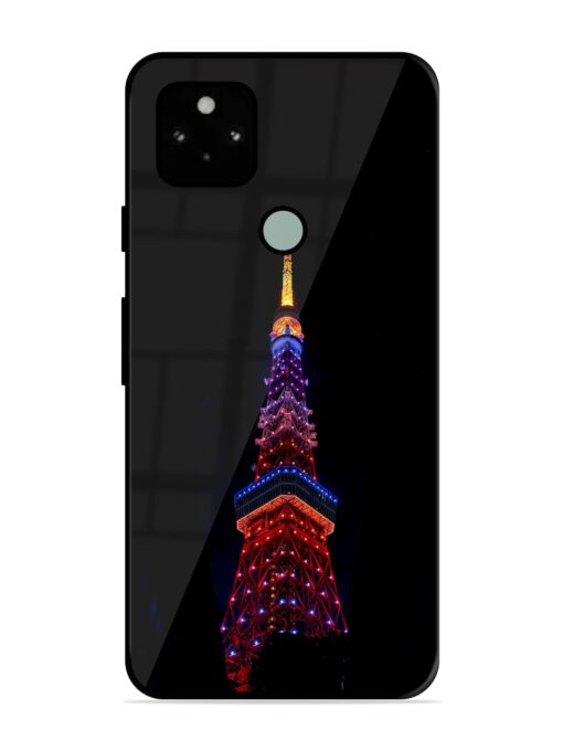 Eiffel Tower Night View Glossy Metal Phone Cover for Google Pixel 5 Zapvi