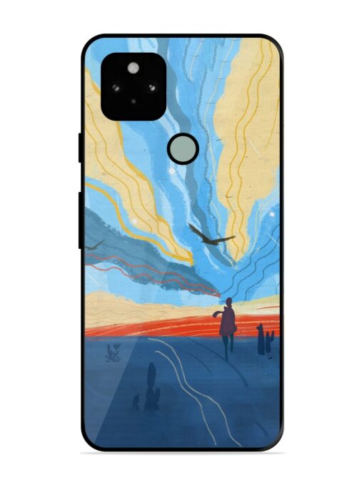 Minimal Abstract Landscape Glossy Metal Phone Cover for Google Pixel 5 Zapvi