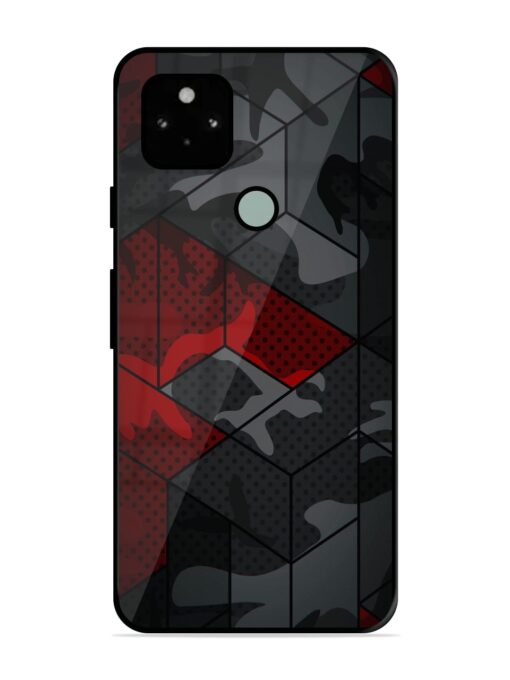 Red And Grey Pattern Glossy Metal Phone Cover for Google Pixel 5 Zapvi