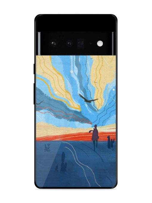 Minimal Abstract Landscape Glossy Metal Phone Cover for Google Pixel 6 Pro Zapvi