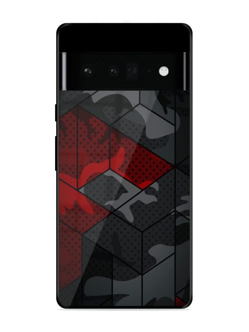 Red And Grey Pattern Glossy Metal Phone Cover for Google Pixel 6 Pro Zapvi