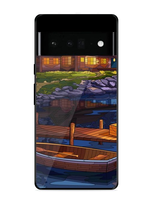 Village Night Scene Glossy Metal Phone Cover for Google Pixel 6 Pro Zapvi