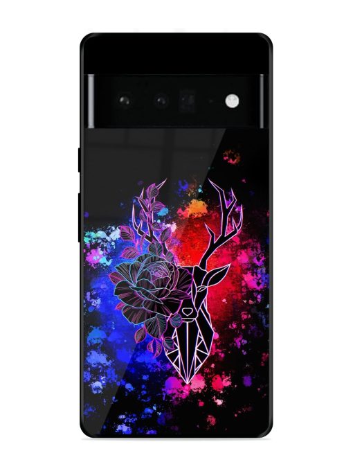 Floral Deer Art Glossy Metal Phone Cover for Google Pixel 6 Pro Zapvi