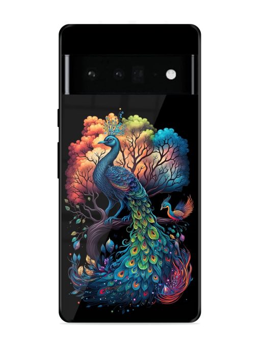 Peacock Tree Art Glossy Metal Phone Cover for Google Pixel 6 Pro Zapvi