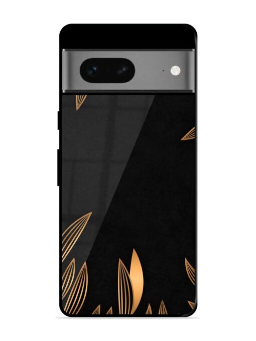 Golden Leaf Pattern Glossy Metal Phone Cover for Google Pixel 7 Zapvi