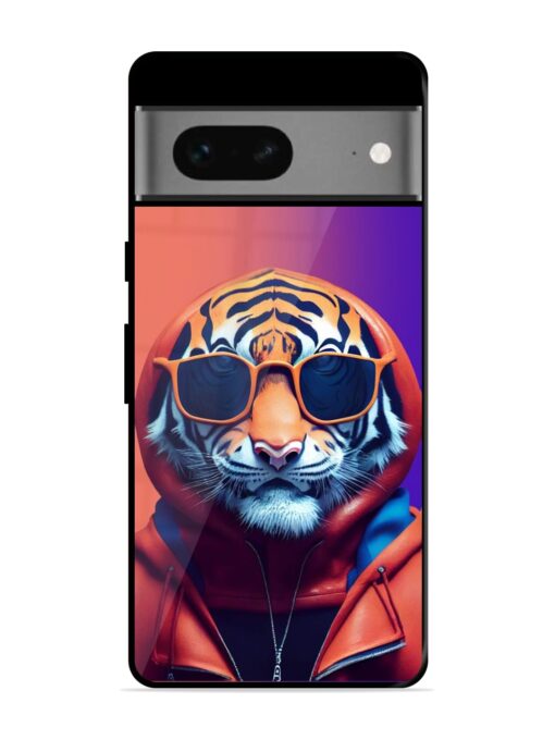 Tiger Animation Glossy Metal Phone Cover for Google Pixel 7 Zapvi