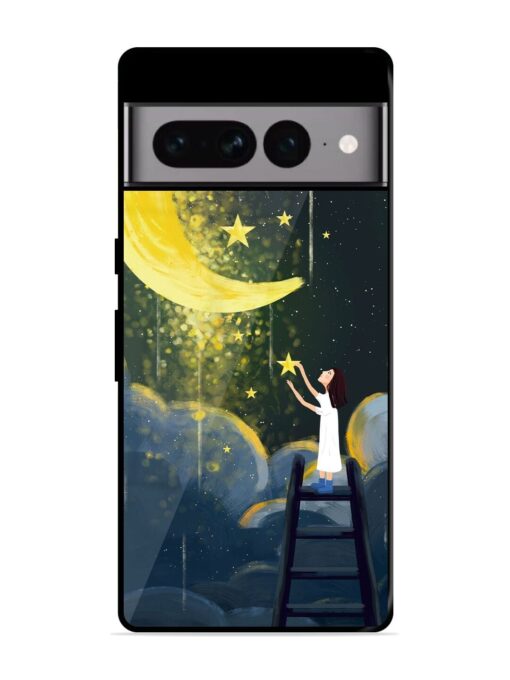 Moonlight Healing Night Illustration Glossy Metal TPU Phone Cover for Google Pixel 7 Pro Zapvi