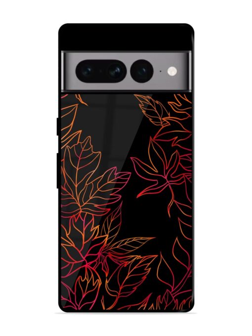 Red Floral Pattern Glossy Metal Phone Cover for Google Pixel 7 Pro Zapvi