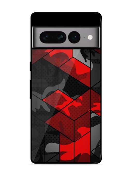 Royal Red Camouflage Pattern Glossy Metal Phone Cover for Google Pixel 7 Pro Zapvi