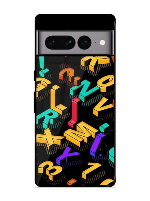 Seamless Pattern With Letters Glossy Metal Phone Cover for Google Pixel 7 Pro Zapvi