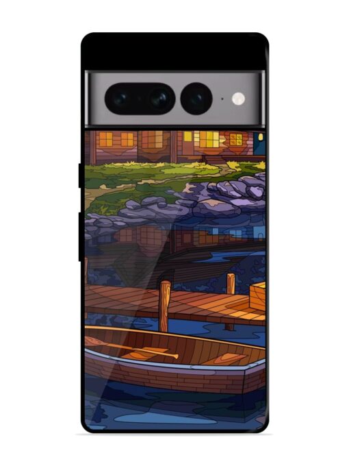 Village Night Scene Glossy Metal Phone Cover for Google Pixel 7 Pro Zapvi