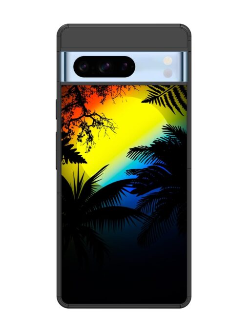 Colorful Sunset With Palm Trees Glossy Metal Phone Cover for Google Pixel 8 Pro Zapvi