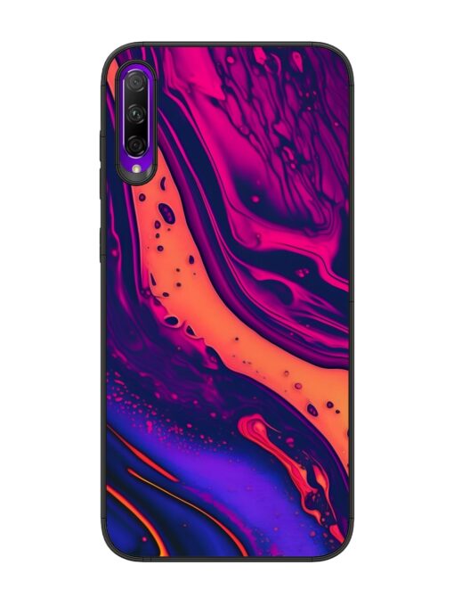 Fluid Blue Pink Art Glossy Metal Phone Cover for Honor 9X Pro Zapvi