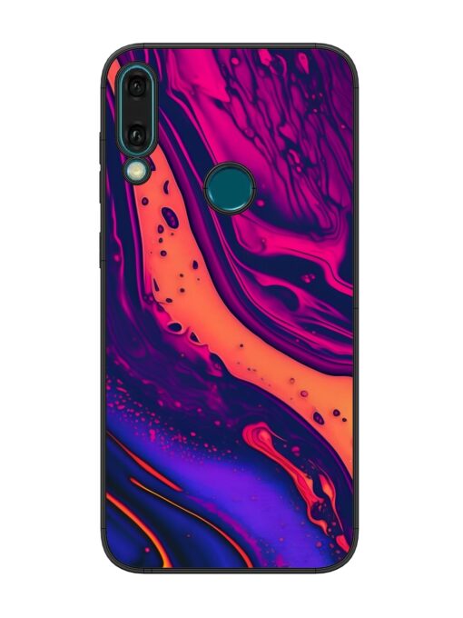 Fluid Blue Pink Art Glossy Metal Phone Cover for Honor Y9 (2019) Zapvi