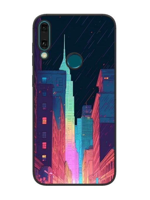 Minimal City Art Glossy Metal Phone Cover for Honor Y9 (2019) Zapvi