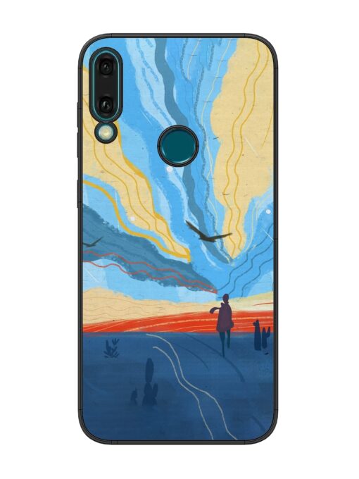 Minimal Abstract Landscape Glossy Metal Phone Cover for Honor Y9 (2019) Zapvi