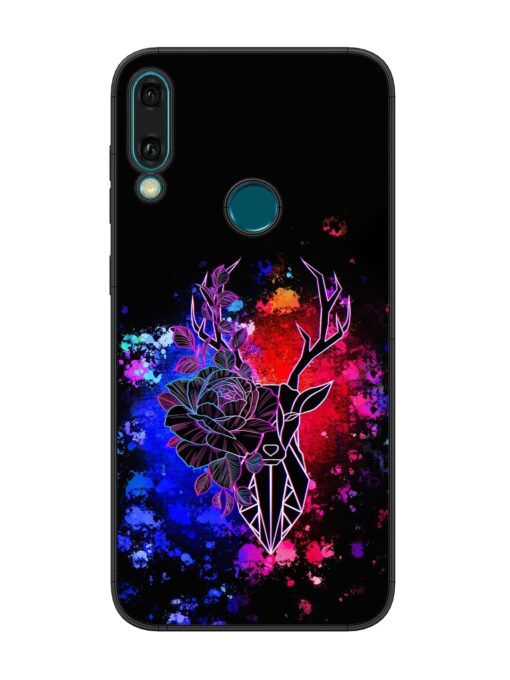 Floral Deer Art Glossy Metal Phone Cover for Honor Y9 (2019) Zapvi