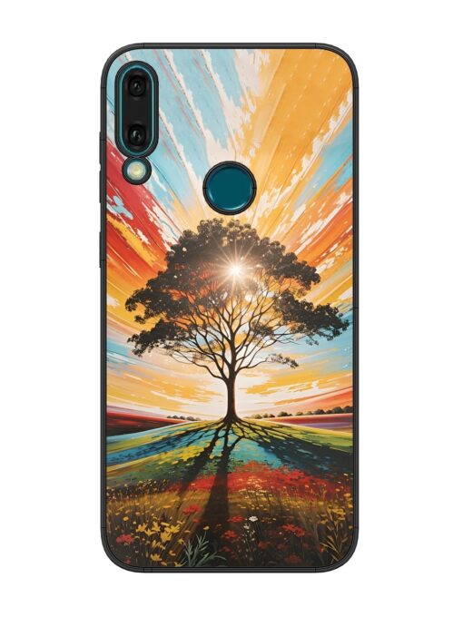 Abstract Tree Colorful Art Glossy Metal Phone Cover for Honor Y9 (2019) Zapvi