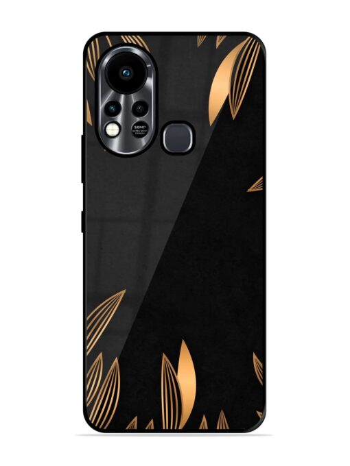 Golden Leaf Pattern Glossy Metal Phone Cover for Infinix Hot 11S Zapvi