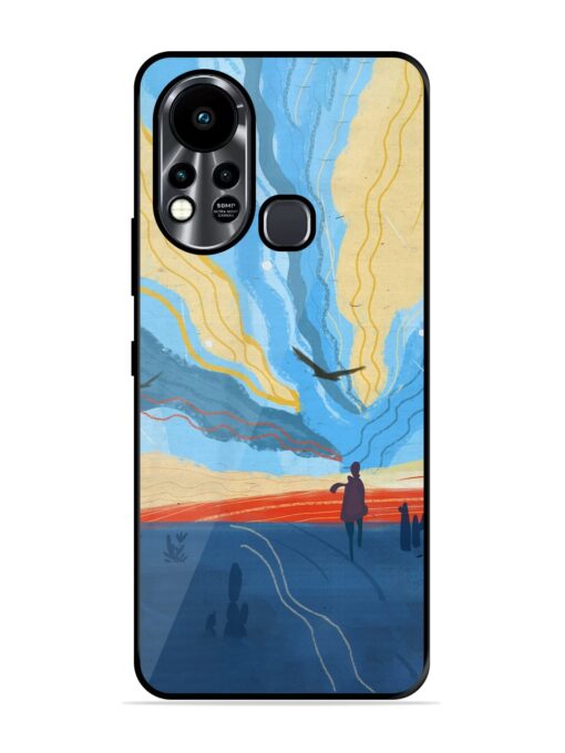 Minimal Abstract Landscape Glossy Metal Phone Cover for Infinix Hot 11S Zapvi