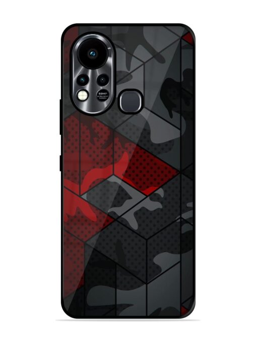 Red And Grey Pattern Glossy Metal Phone Cover for Infinix Hot 11S Zapvi