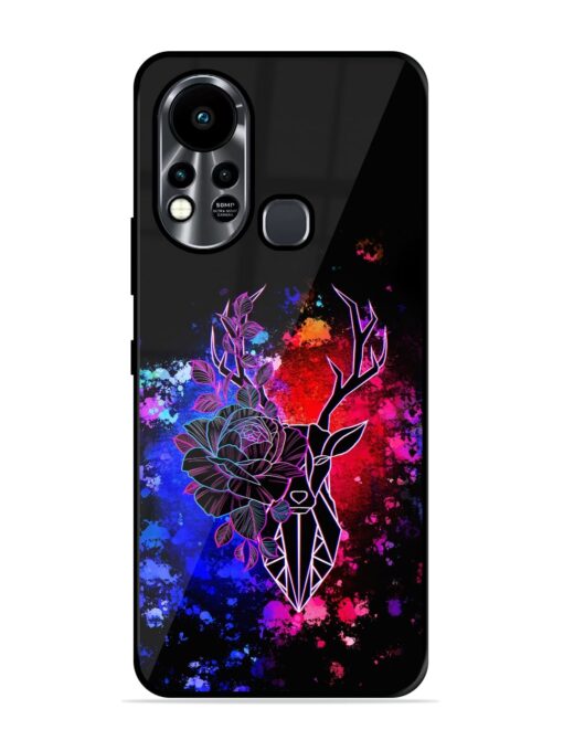 Floral Deer Art Glossy Metal Phone Cover for Infinix Hot 11S Zapvi