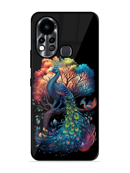 Peacock Tree Art Glossy Metal Phone Cover for Infinix Hot 11S Zapvi