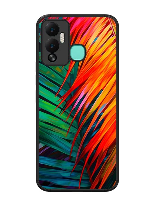 Painted Tropical Leaves Glossy Metal Phone Cover for Infinix Hot 12 Play Zapvi