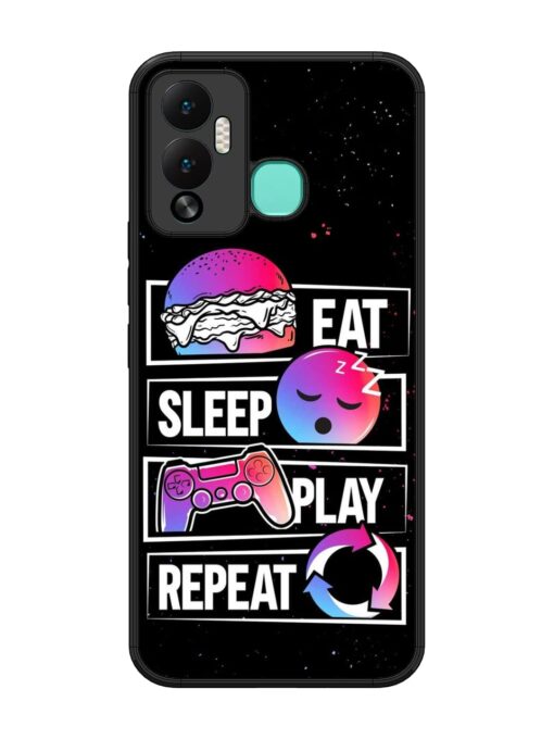 Eat Sleep Play Repeat Glossy Metal Phone Cover for Infinix Hot 12 Play Zapvi